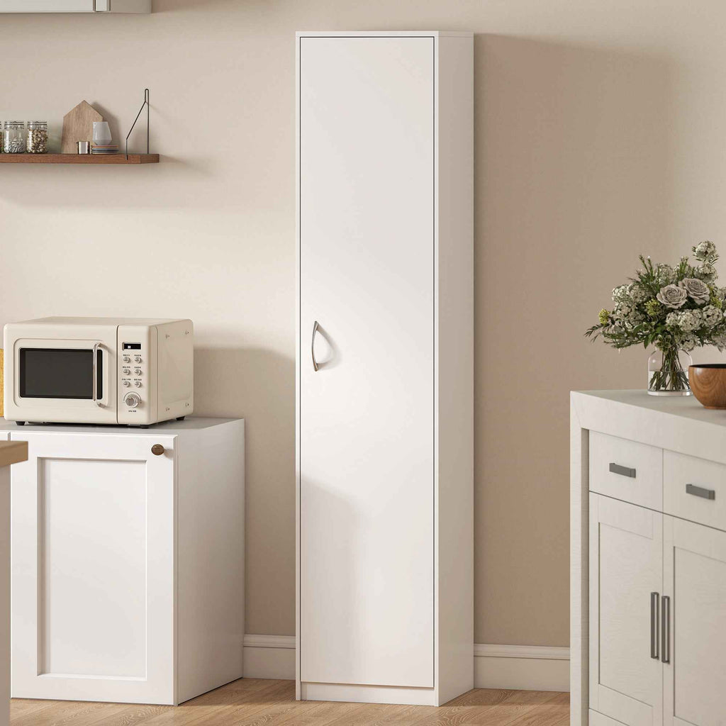 HOMCOM 5-Tier Slim Kitchen Cabinet with Adjustable Interior Space, Wooden, 40x35x180 cm, White