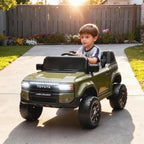 Toyota Land Cruiser 12V Electric Ride-On Toy Car with Remote Control, Ages 3-8, Green