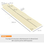 Garden Sun Lounger Cushion 198x53x5cm Cream White