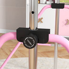 Height Adjustable Gymnastics Bar for Children with 2 Rings, Steel, 148x105x88-128 cm, Pink