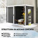 Outsunny Galvanized Steel Garden Shed, Lockable Door, 231 x 125 x 162 cm, Grey