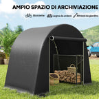 Outsunny Bike and Tool Storage Tent with Zippered Entrance, PE and Metal, 245x120x200 cm, Dark Grey