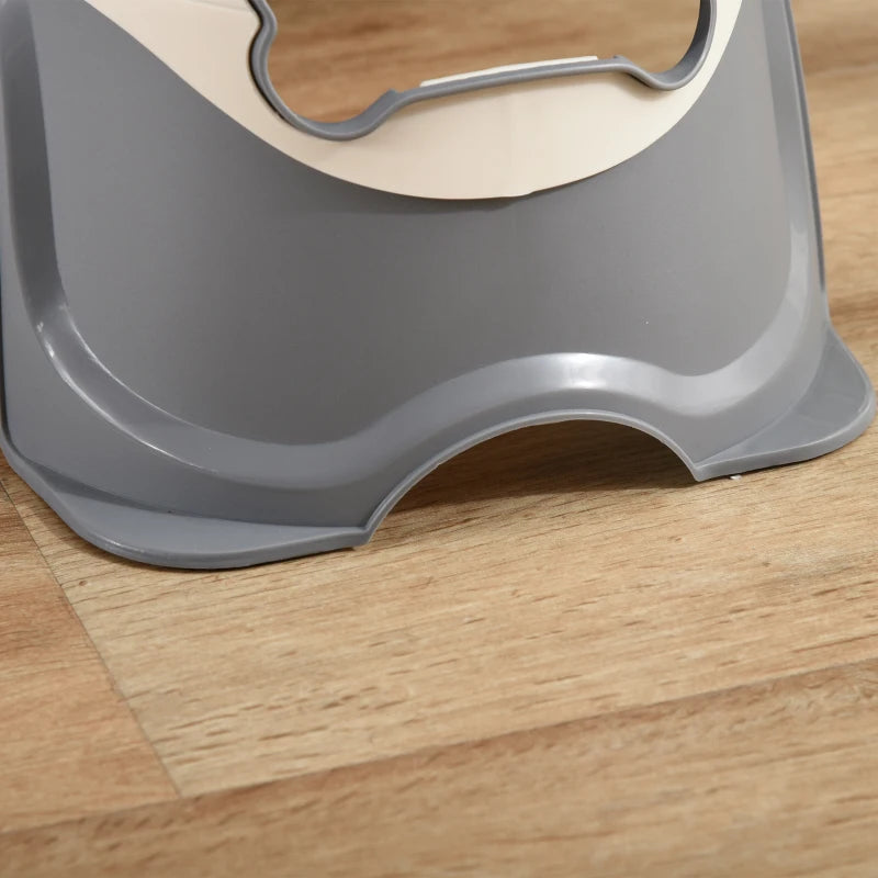Double Raised Dog Bowl in Stainless Steel and Plastic with Non-Slip Feet, 47x25x20cm, White and Grey - Borge' Group Limited