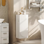 HOMCOM Bathroom Cabinet with 2 Adjustable Glass Shelves and Handleless Door, Gloss White