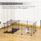 Modular Rabbit and Guinea Pig Playpen with Assembly Accessories, 105x70x35cm - Black