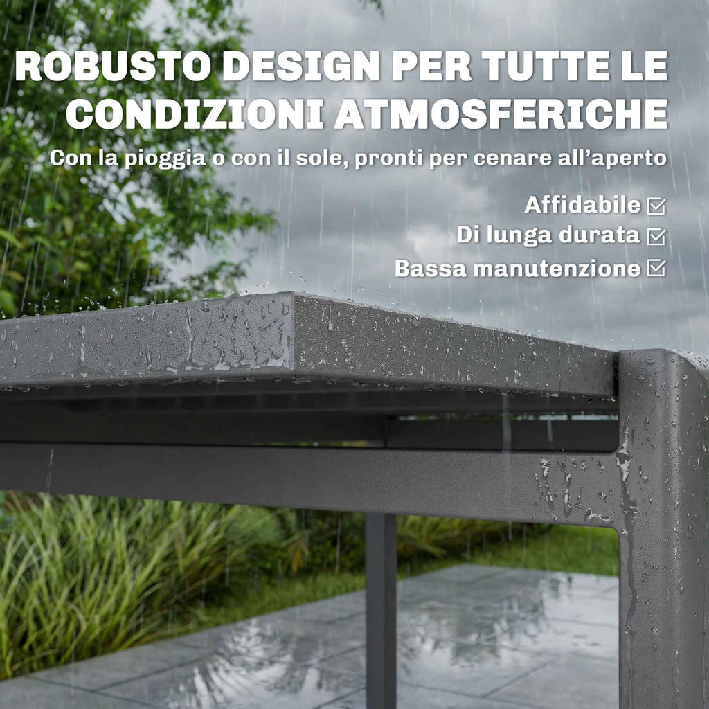 Outsunny Extendable Garden Table for 6-8 People with Slatted Top, Aluminum, 110-170x90x75 cm, Dark Gray