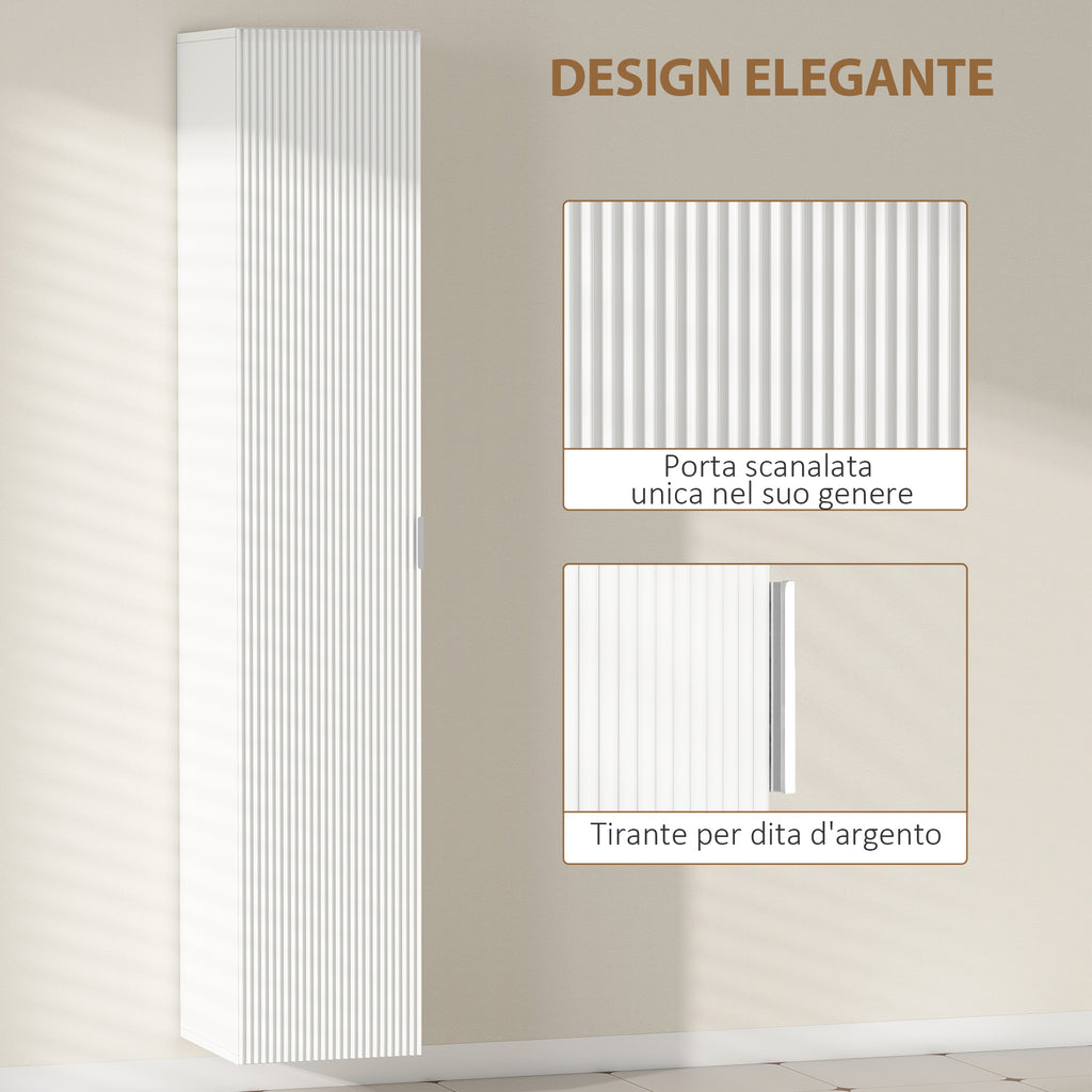 Wall-Mounted Bathroom Cabinet with Adjustable Shelves and Soft-Close Closure, 30x31.5x160 cm, White
