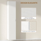 Wall-Mounted Bathroom Cabinet with Adjustable Shelves and Soft-Close Closure, 30x31.5x160 cm, White