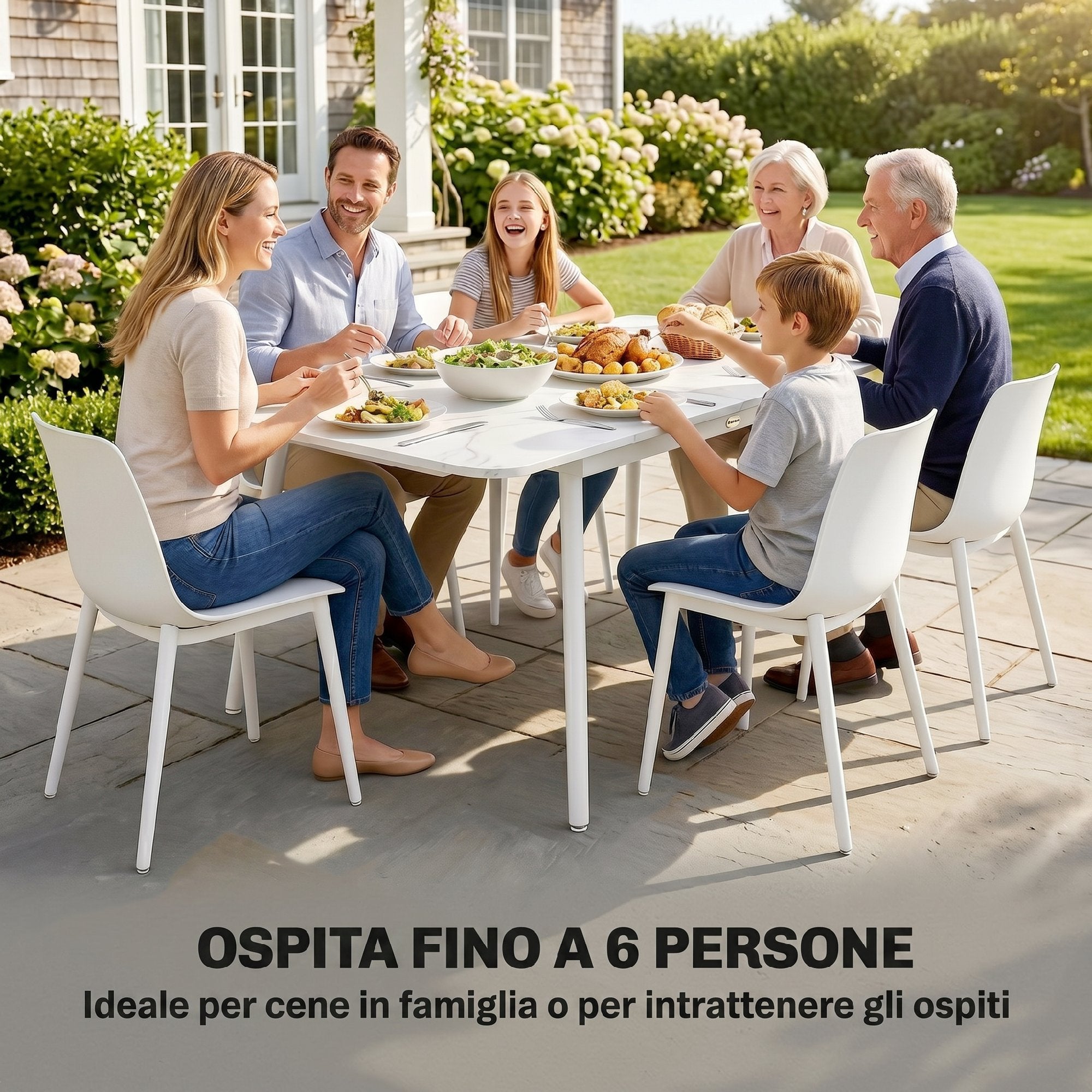 Outsunny Garden Table for 6 People, Rectangular 140x80 cm with WPC Top