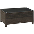 5mm Tempered Glass Rectangular Outdoor Rattan Garden Coffee Table 85 x 50 x 39 cm Brown - Borge' Group Limited
