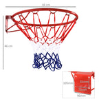 Wall-Mounted Iron Basketball Hoop with Nylon Net for Indoor and Outdoor Use, Φ46cm