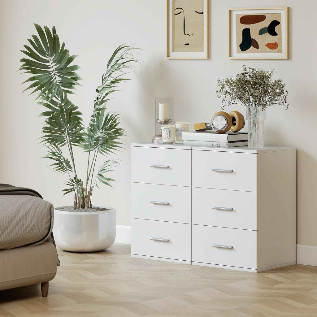 HOMCOM Modern and Multipurpose Bedside Table with 3 Drawers for Bedroom and Living Room, 40x35x60 cm, White
