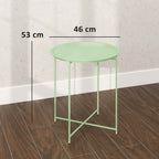 Outsunny Garden Table with Removable Tray and Folding Steel Legs, Ø46x50 cm, Green