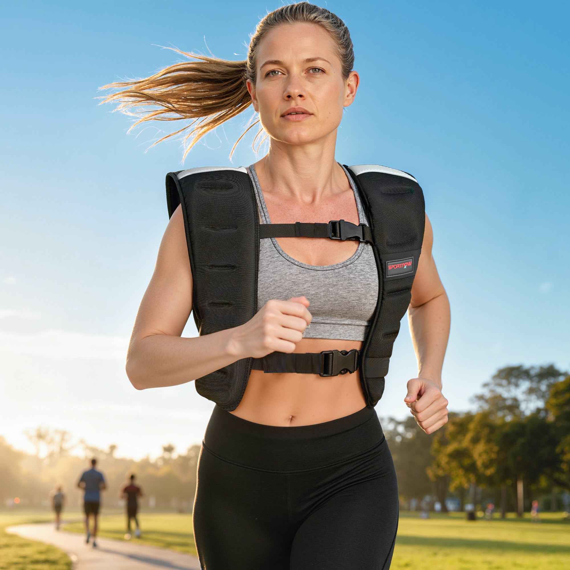 SPORTNOW Weighted Vest 8 kg with Adjustable Straps and Reflective Strips, in Neoprene and Sand, 43x33 cm, Black