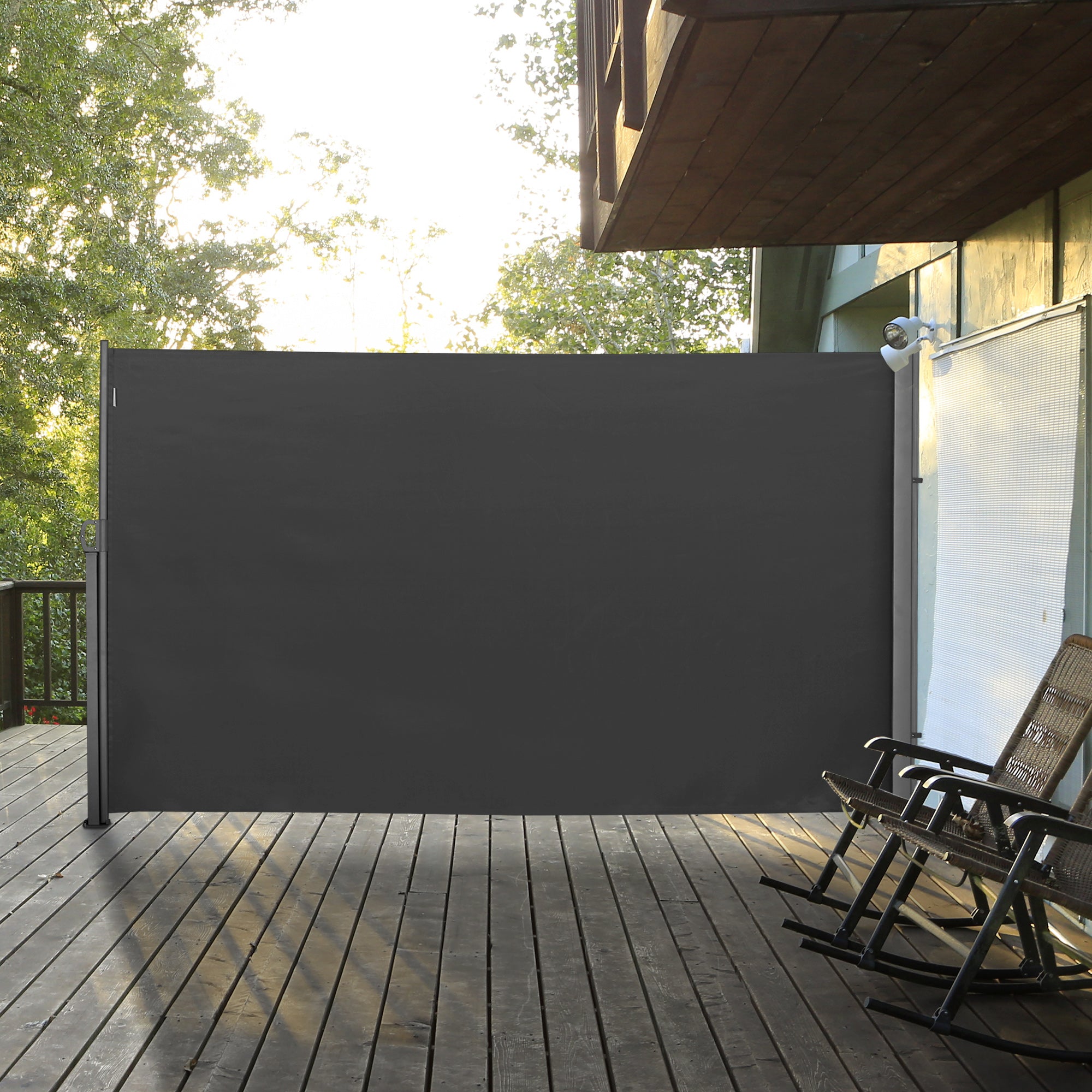 Extendable Garden Privacy Screen 3x1.8m, Anti-UV Polyester and Aluminum, Grey