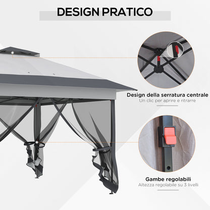 Foldable Pop-up Party Tent Instant Canopy Sun Shade Gazebo Shelter Steel Frame Oxford w/ Roller Bag, Grey - Borgè