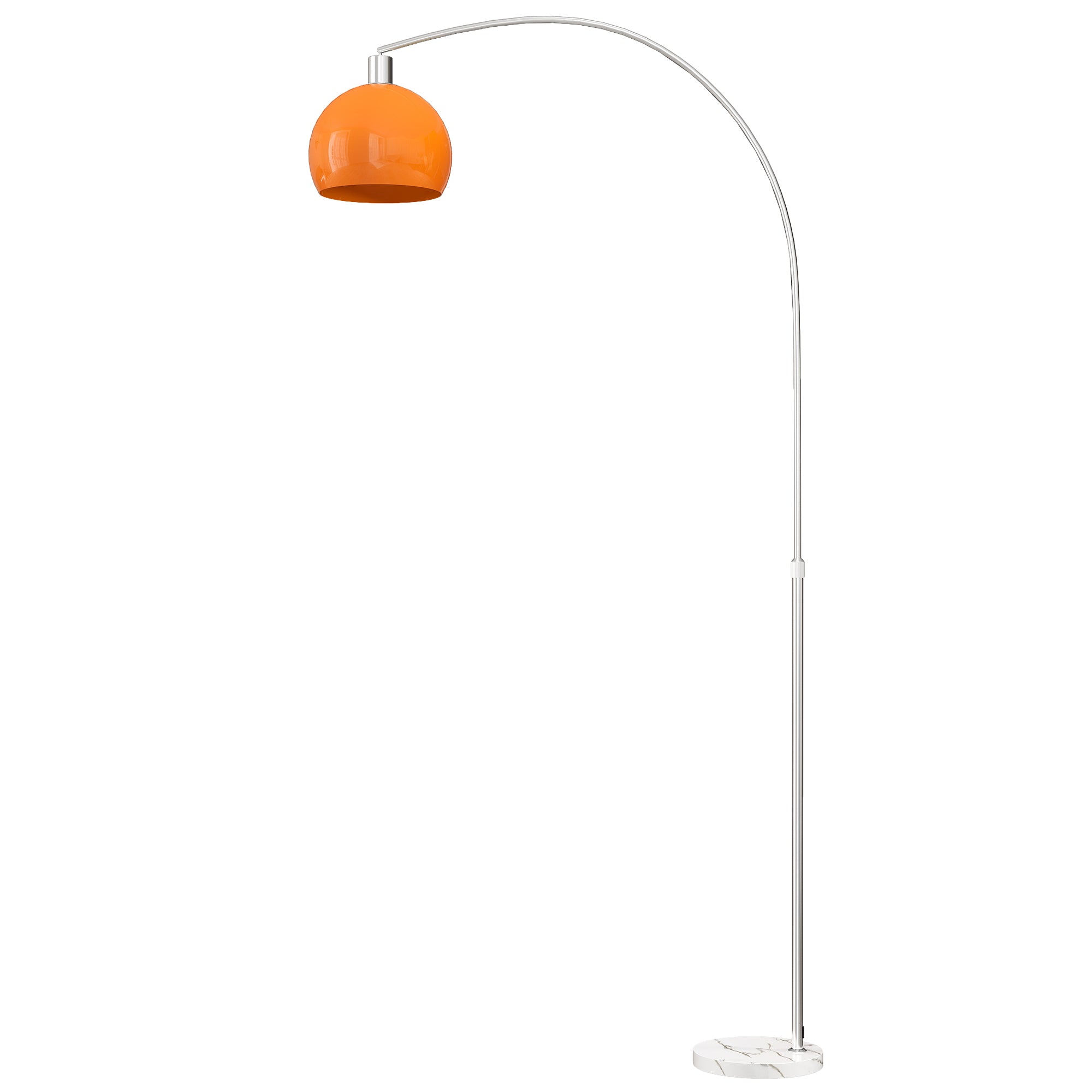HOMCOM Arc Floor Lamp with Foot Switch, Marble, Metal and Plastic, 26x90x180 cm, White and Orange