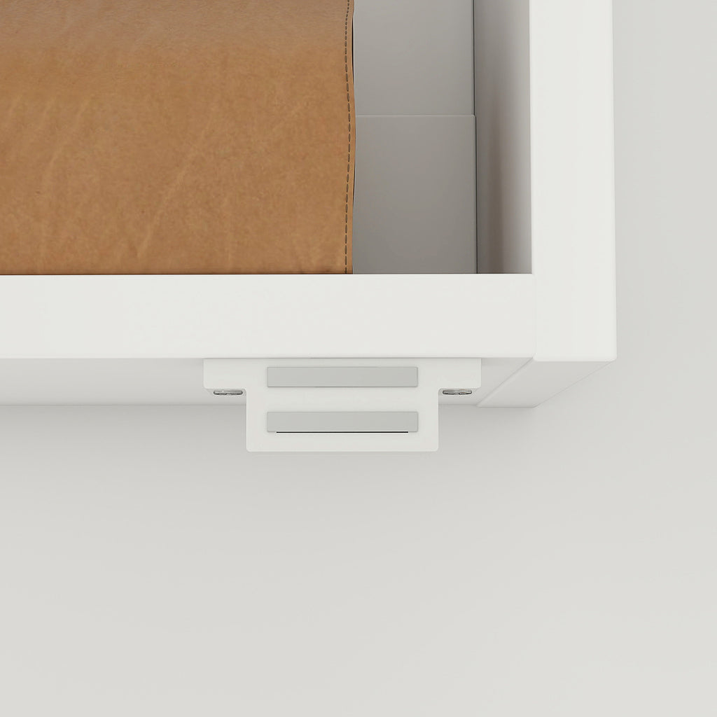 Modern Oval Bathroom Mirror with Cabinet and Two Shelves, 45x90 cm, White