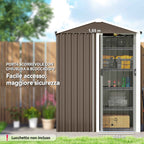 Outsunny 1.1m² Steel Garden Shed with Lockable Sliding Door, 136x87x179cm, Brown