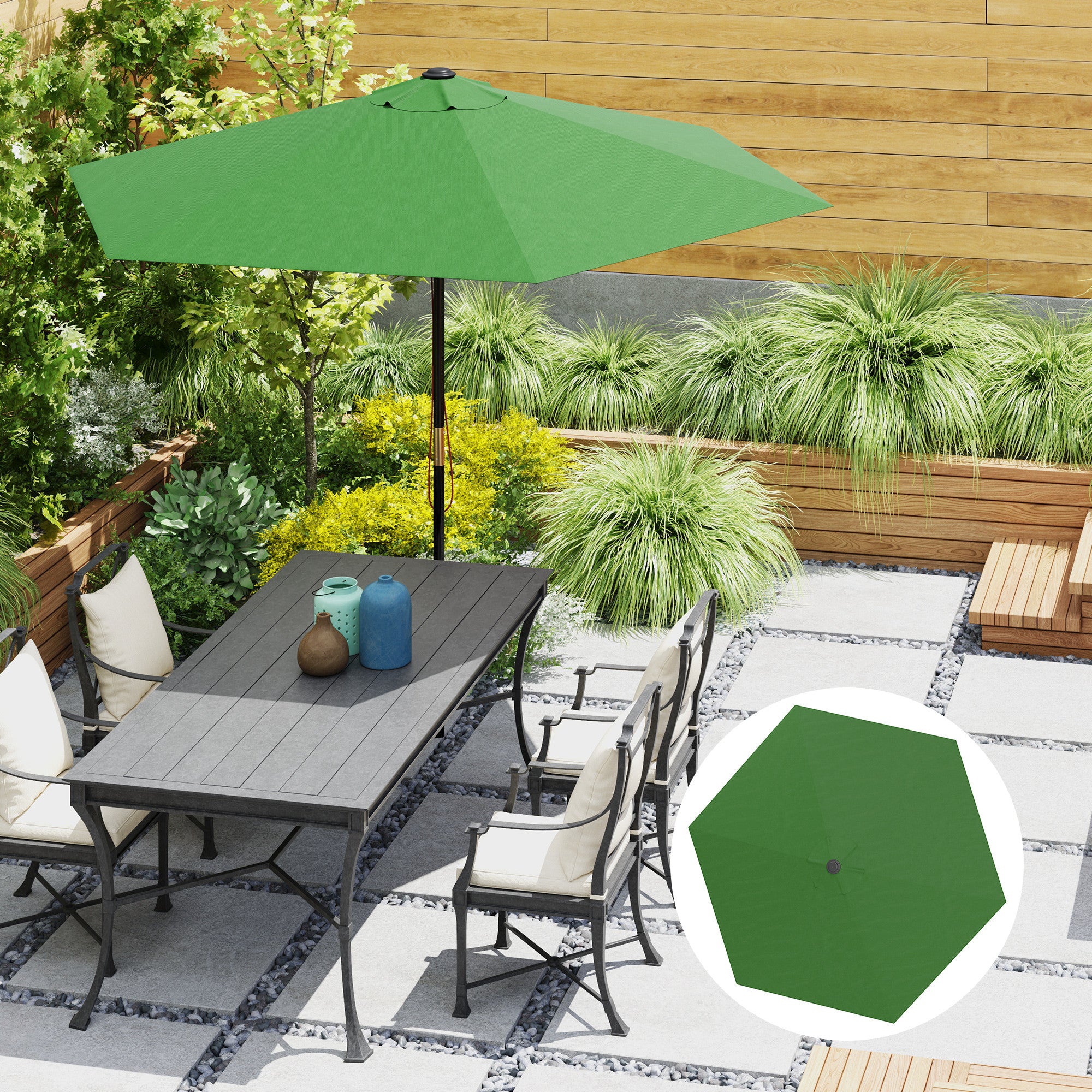 Replacement Canopy for Umbrella Ø3 m with Air Vents for Wooden and Steel Frames, Green