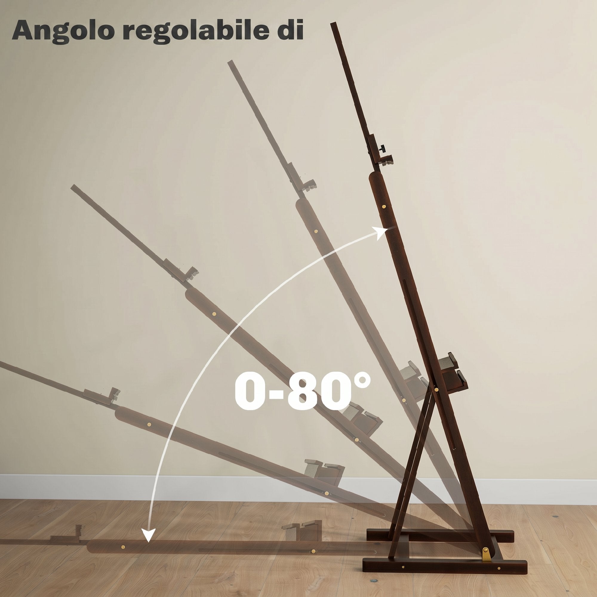 HOMCOM Adjustable Beech Wood Artist Easel with Storage Compartment, 53x50.5x171-230cm