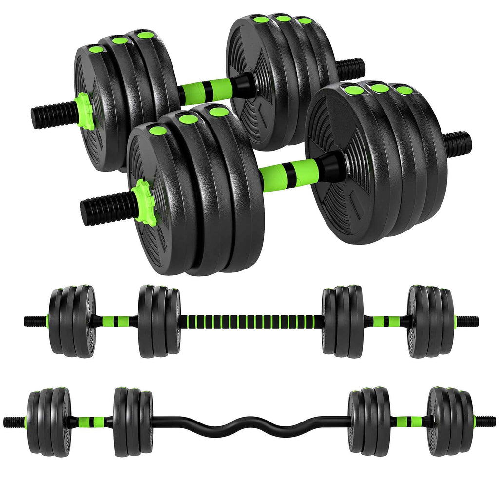 SPORTNOW 3-in-1 Barbell Set with 16 Weight Plates and Non-Slip Handle, 140x20x20 cm, Green