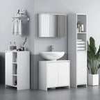 Space-Saving Bathroom Column with Cabinet and 2 Open Compartments, 30x30x160cm, White