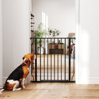 Extendable and Adjustable Dog Gate for Stairs and Doors, Made of Steel and ABS, 75-85x76 cm, Black