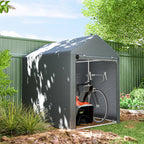 UV Protection Tool Shed with Zip Entrance, Galvanized Steel and PE Fabric, 120x179x165 cm, Dark Grey