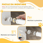 Adjustable Dog Gate 76-104 cm, 106 cm High Gate with 2 Extensions, White