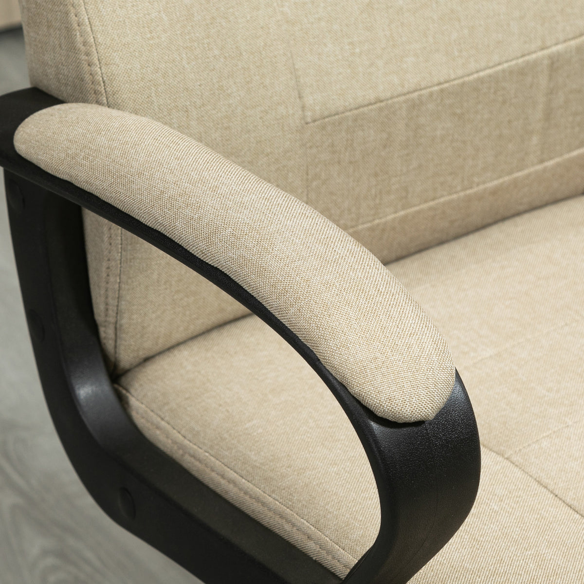 Vinsetto Ergonomic Tilting Swivel Office Chair in Linen Effect Fabric with Headrest, Beige