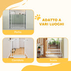 PawHut Safety Gate for Children and Pets, Self-Closing and Pressure Fit, 76-82x76 cm, White