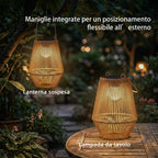 Outsunny Set of 2 Solar Rattan Lamps, with Automatic On/Off, IP44, 16x16x21 cm, Brown
