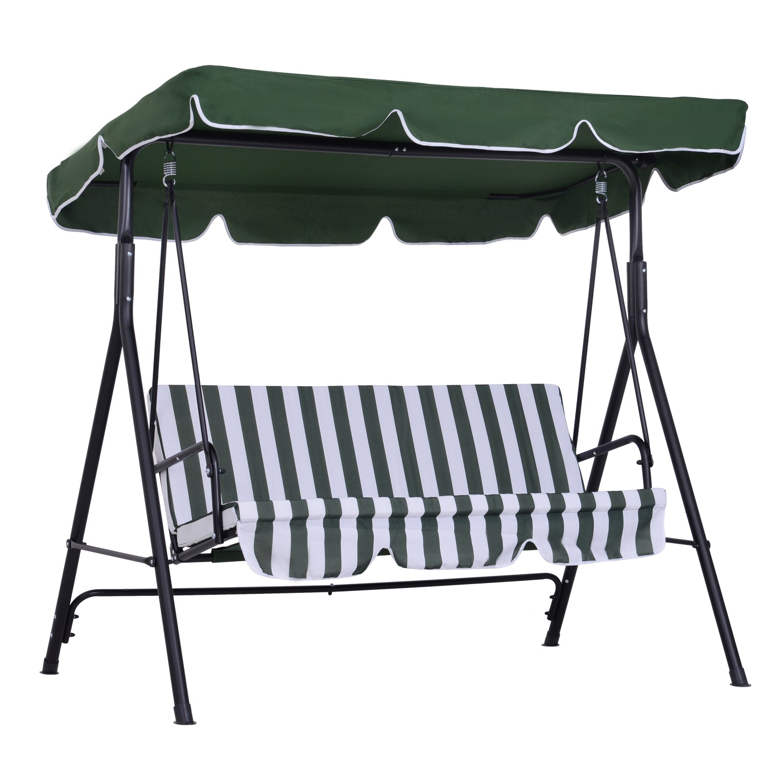 3-Seater Garden Swing with Tilting Roof and Cushions, 172x110x153 cm, Green