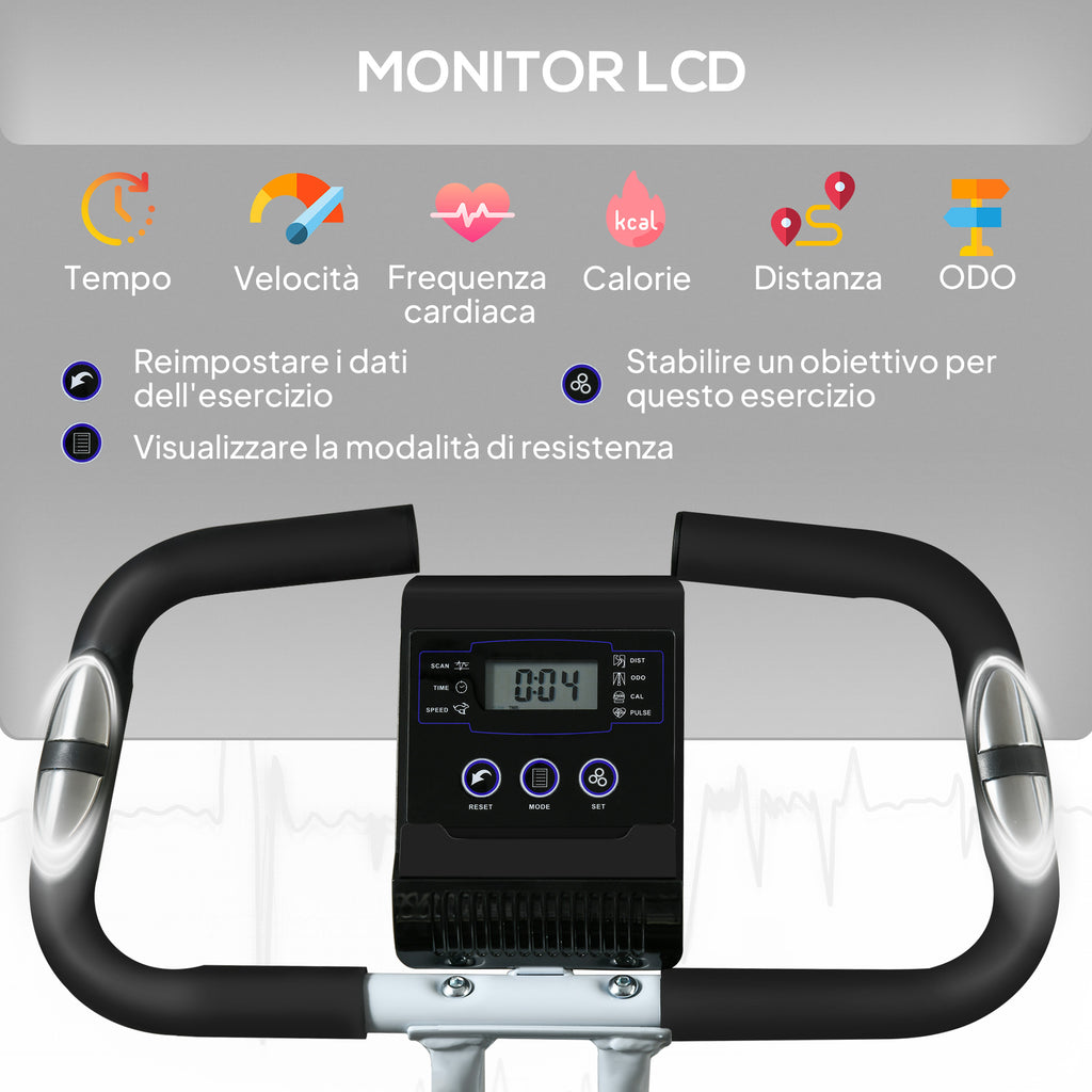 Folding Magnetic Exercise Bike with 8 Resistance Levels and Adjustable Seat, Steel, 97x43x110 cm, Black