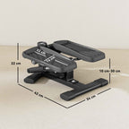 SPORTNOW 2-in-1 Stepper Twister with LCD Monitor, Large Non-Slip Pedals, 100 kg Capacity, Black