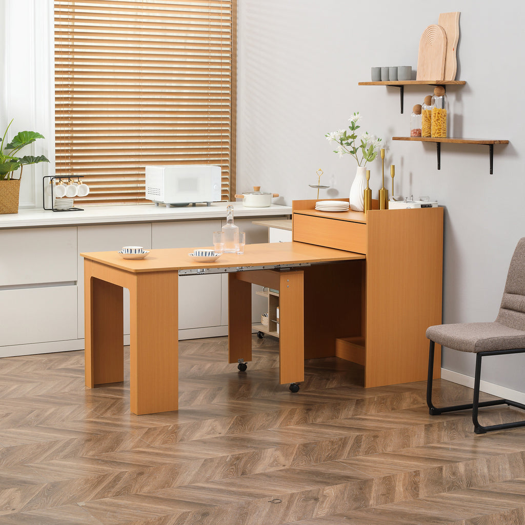 Folding Dining Table max 5 People in Chipboard and Steel, 84x180x100 cm, Wood Color