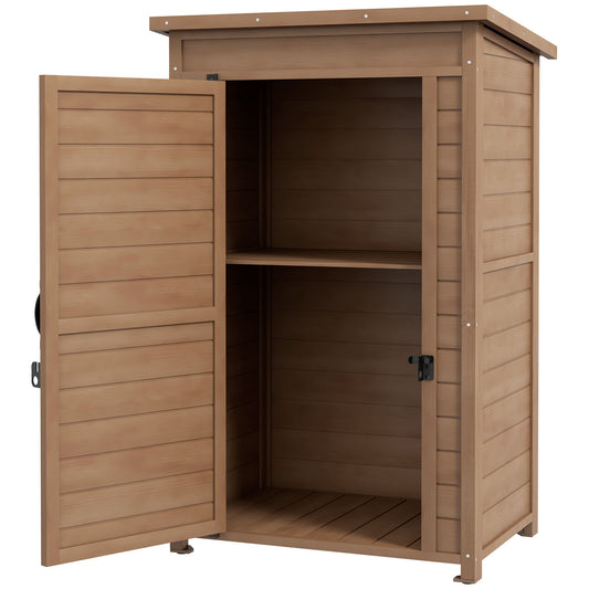 Wooden Garden Cabinet with Adjustable Shelf and Lock, 75x56x117cm, Brown - Borgè