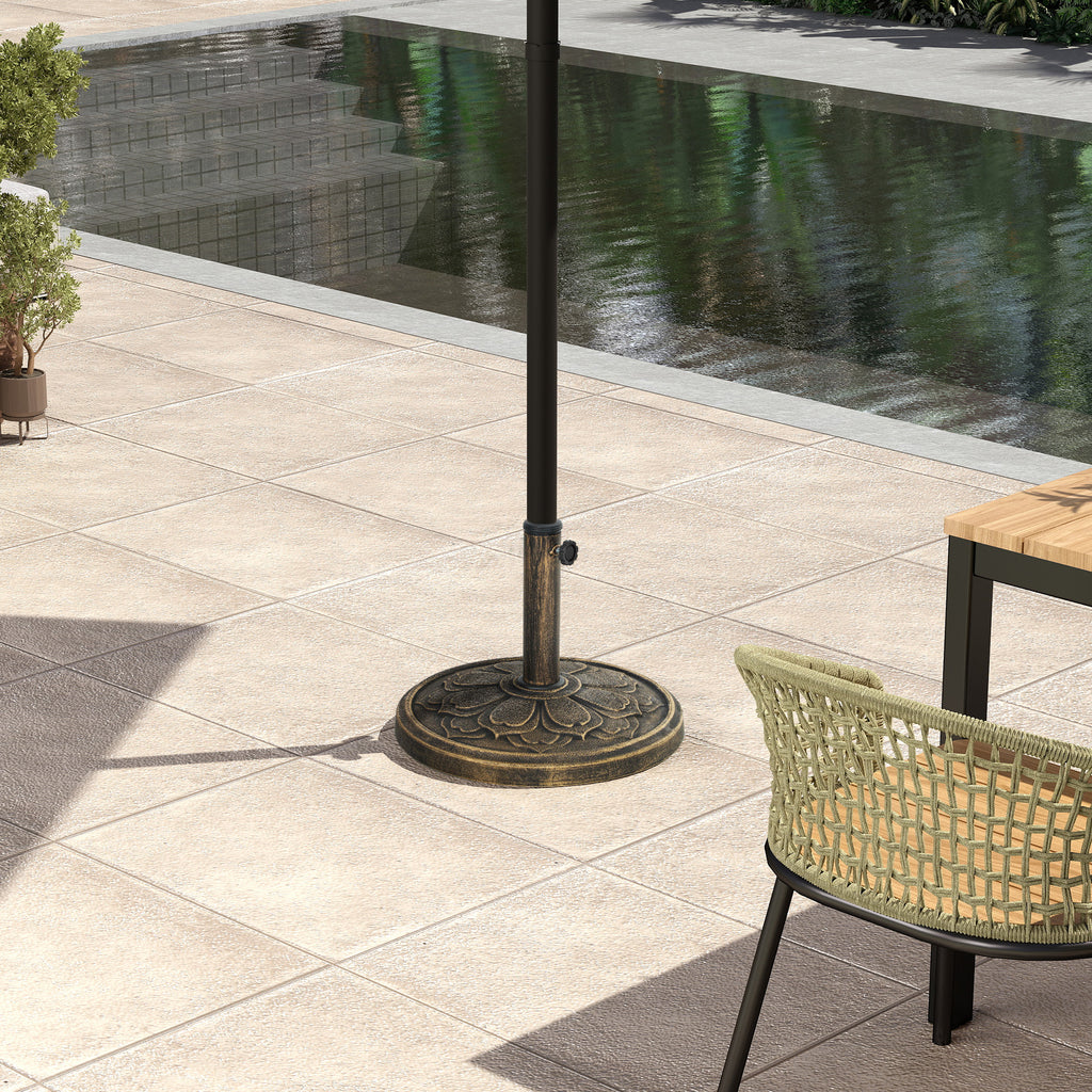 12 kg Umbrella Base with Integrated Crank, in Resin, Metal and Cement, Ø46x33 cm, Bronze