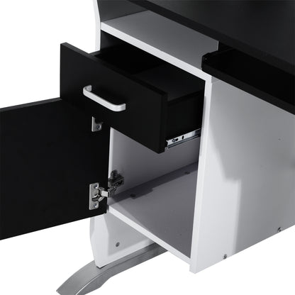 Homcom computer desk with shelf, drawer and locker, in mdf and iron, 100x52x75 cm, white and black - Borgè