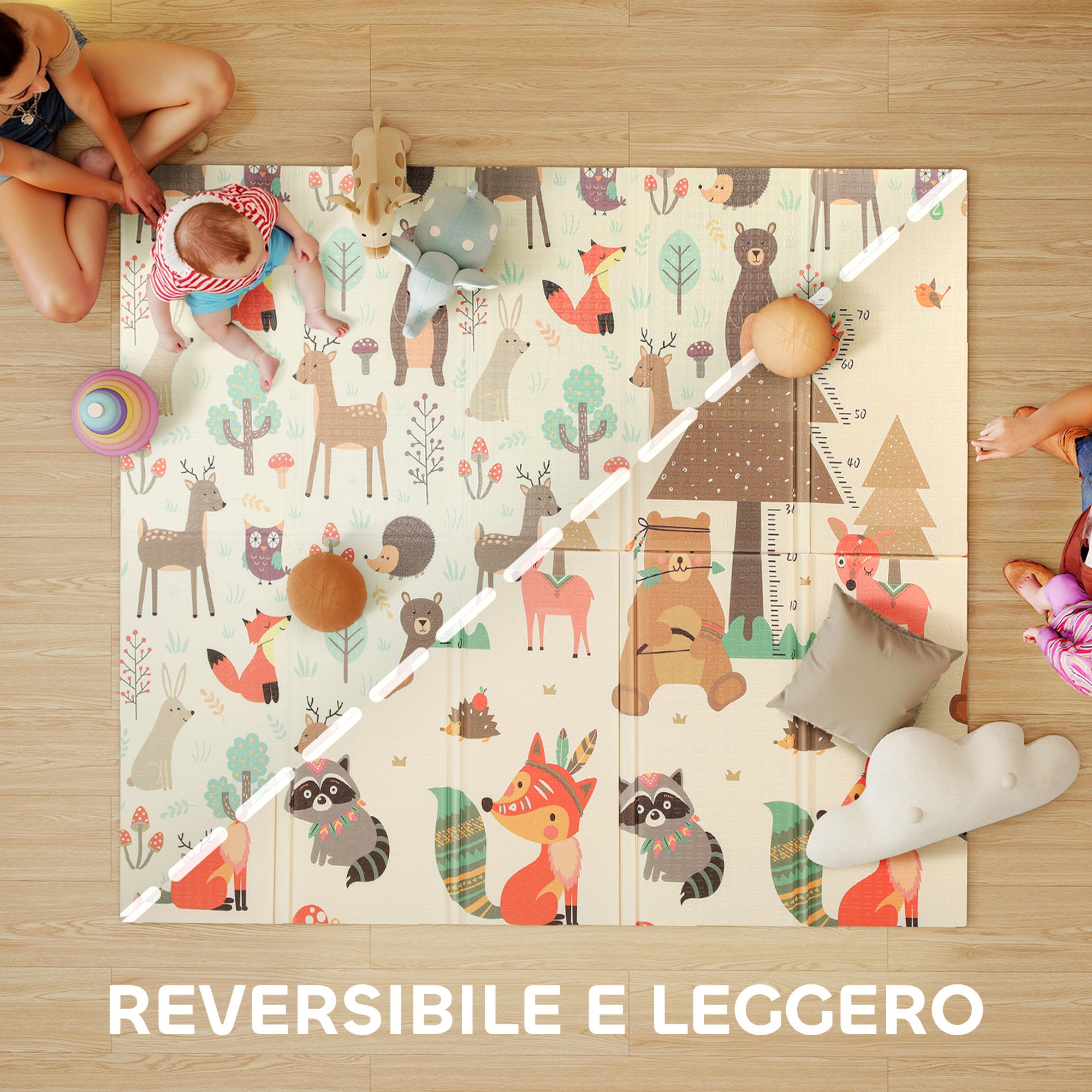 Forest Themed Children's Rug for 0-6 Years Old with Waterproof Surface in Multi-Color XPE, 196x176x1.5 cm