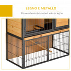 Rabbit Cage with Ramp and Open Area, 2-Tier Wooden and Metal Rabbit Hutch, Light Yellow, 89.5x45x81cm - Borge' Group Limited