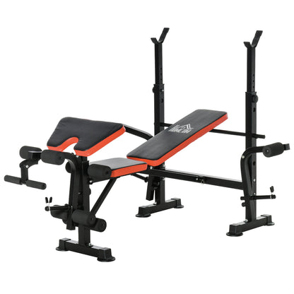 Weight Bench with Leg Developer Barbell Rack for Weight Lifting and Strength Training Multifunctional Workout Station for Home Gym Fitness - Borgè