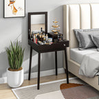 2 in 1 Dressing Table with Folding Mirror and 2 Drawers, 60x50x85.5 cm, Black