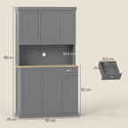 Country Kitchen Cabinet Sideboard with Adjustable Shelves 101x39x180cm Grey