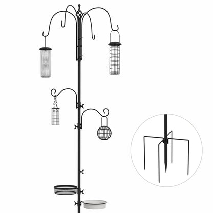 Bird Feeder with 6 Hooks and 4 Steel Food Containers, 58x58x226cm