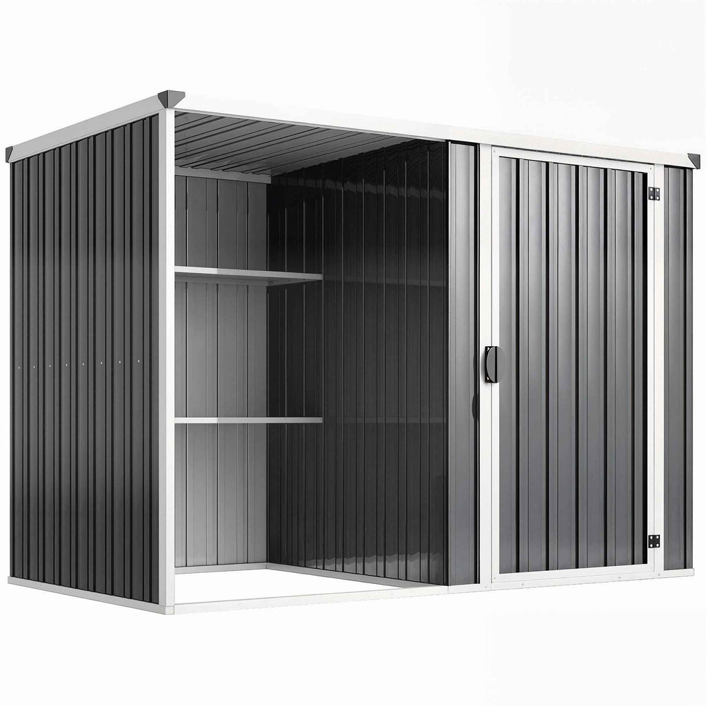 Outsunny Galvanized Steel Garden Shed, Lockable Door, 231 x 125 x 162 cm, Grey