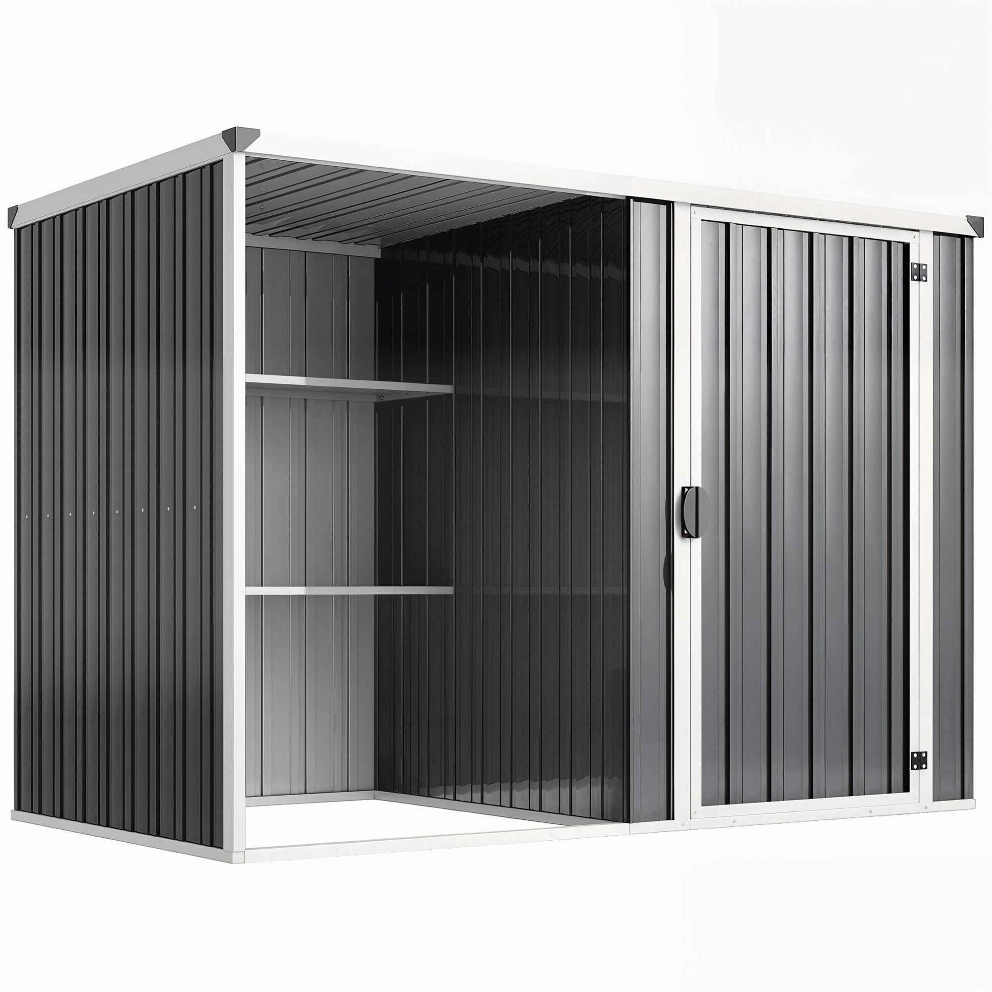 Outsunny Galvanized Steel Garden Shed, Lockable Door, 231 x 125 x 162 cm, Grey