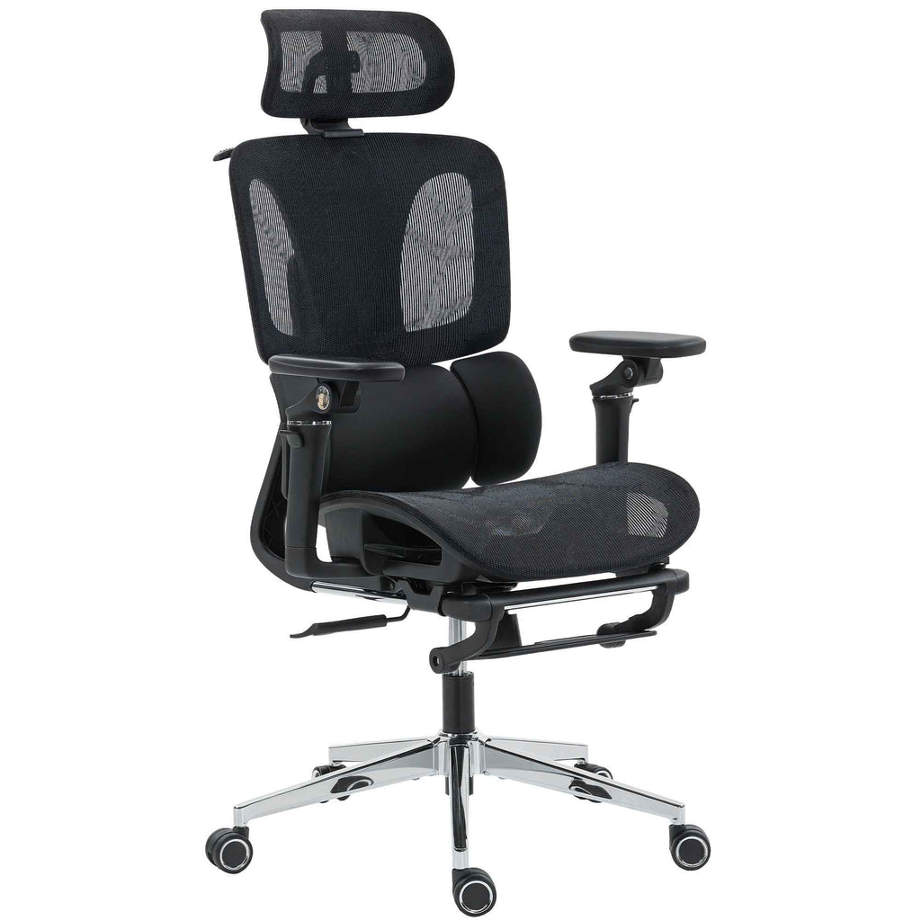 HOMCOM Ergonomic Mesh Office Chair with Armrests, Headrest, Adjustable Backrest, Rocking Function, Black
