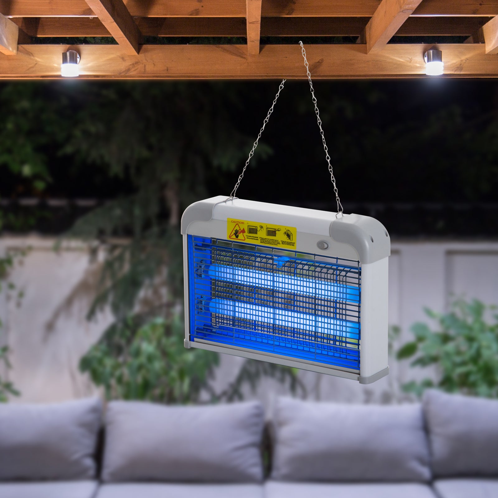 Outdoor and Indoor Electric Insect Killer with UV Mosquito Lamp for 60m², 20W Electric Mosquito Killer, Grey and White